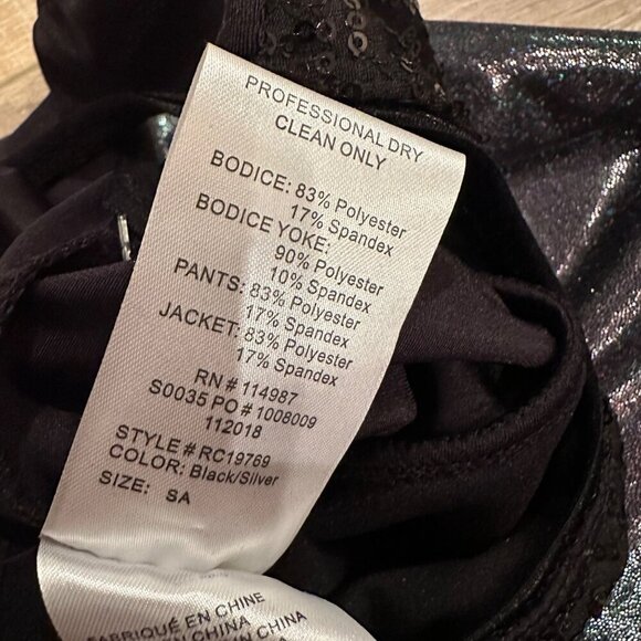 REVOLUTION STYLE RC19769 BLACK ONE PIECE DANCE COSTUME ADULT SMALL - Picture 6 of 8